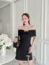 SIRINNN Mesh Off Shoulder Side Slit Mini Dresses